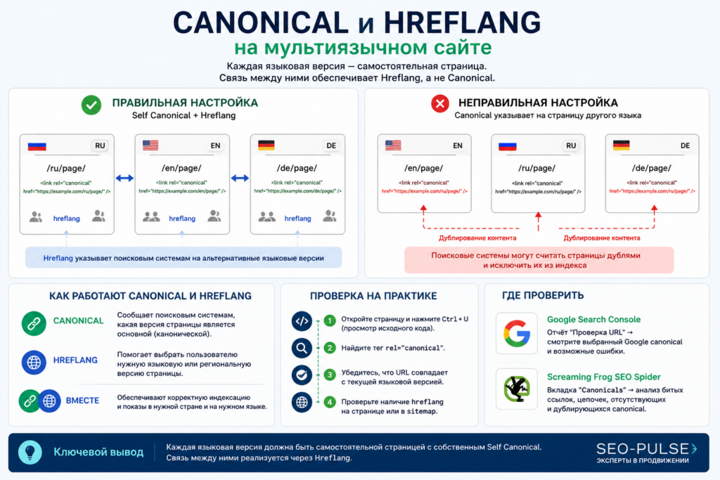 Canonical и Hreflang на мультиязычном сайте: правильная настройка для International SEO
